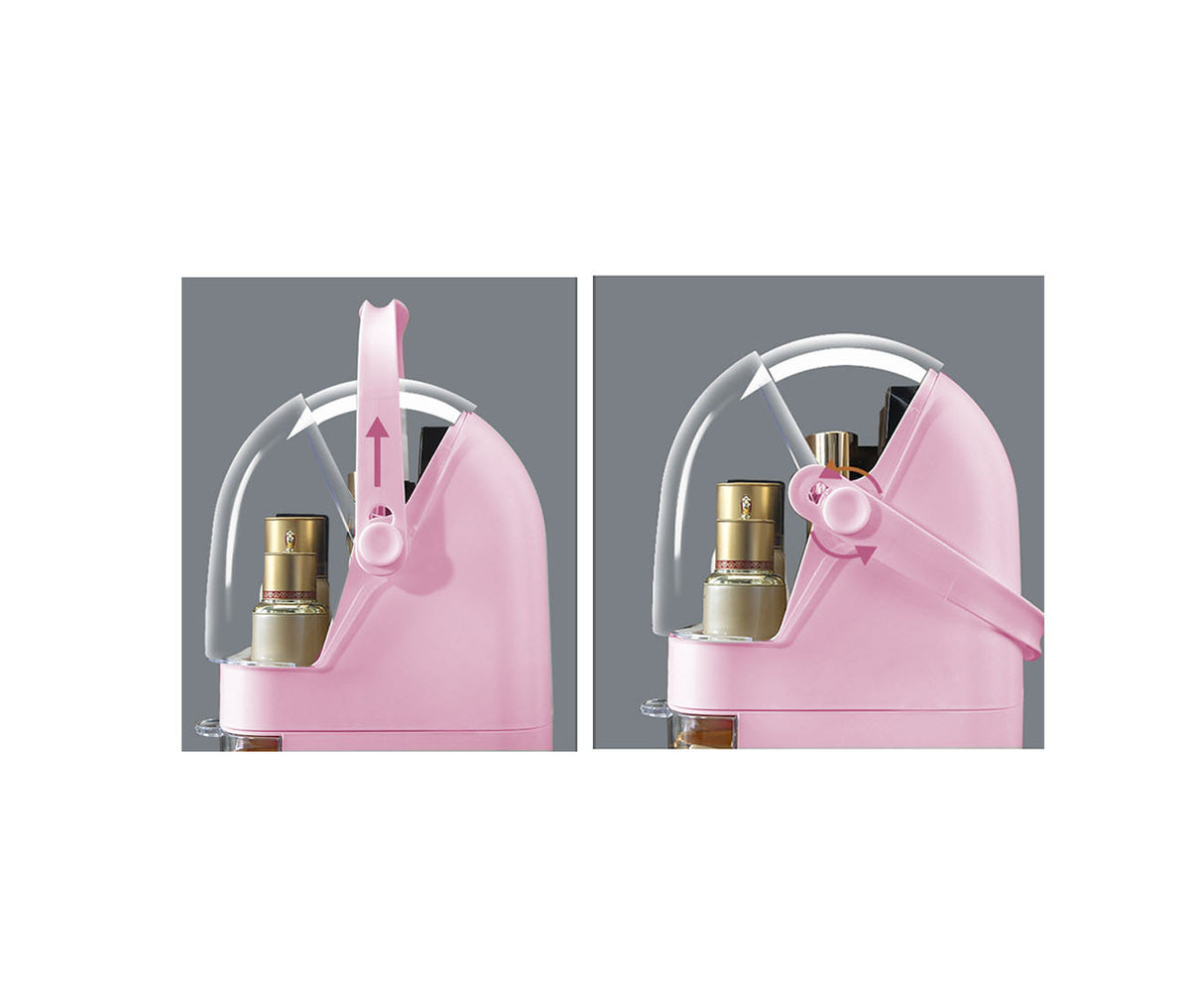 SOGA 2X 3 Tier Pink Countertop Makeup Cosmetic Storage Organiser Skincare Holder Jewelry Storage Box with Handle - Cafe Supply