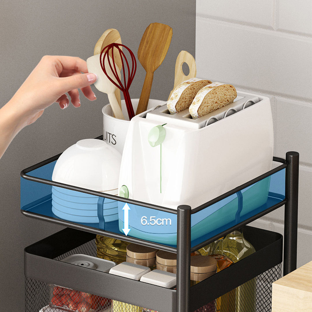 SOGA 2X 2 Tier Steel Square Rotating Kitchen Cart Multi-Functional Shelves Portable Storage Organizer with Wheels - Cafe Supply
