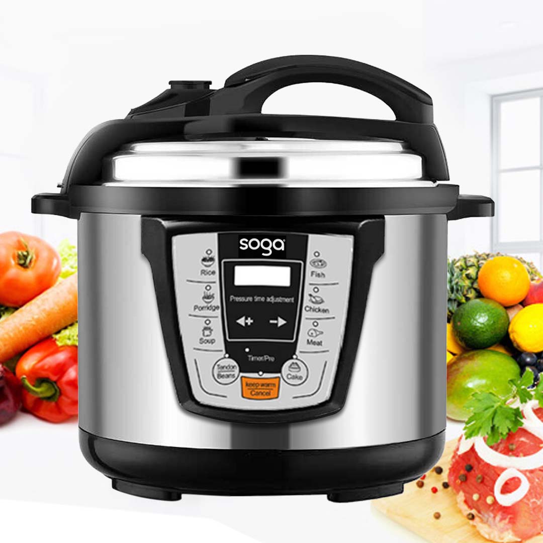 SOGA 2X Electric Stainless Steel Pressure Cooker 8L 1600W Multicooker 16 - Cafe Supply