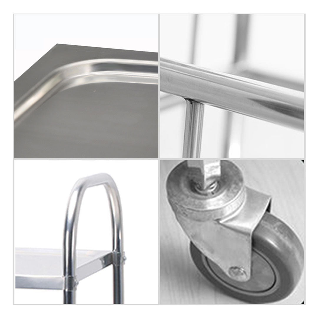 SOGA 2X 4 Tier 860x540x1170 Stainless Steel Kitchen Dining Food Cart Trolley Utility - Cafe Supply