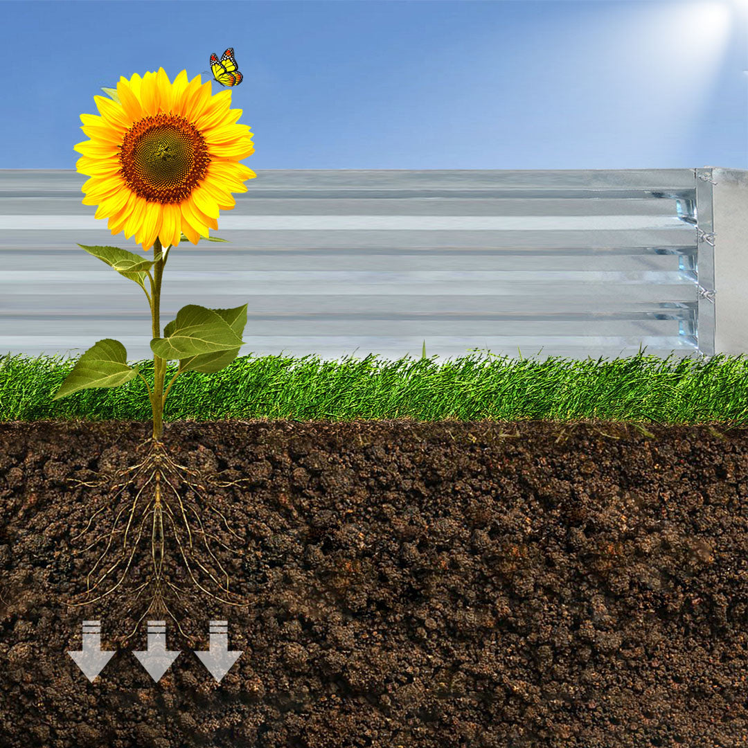 SOGA 2X 90cm Square Galvanised Raised Garden Bed Vegetable Herb Flower Outdoor Planter Box - Cafe Supply