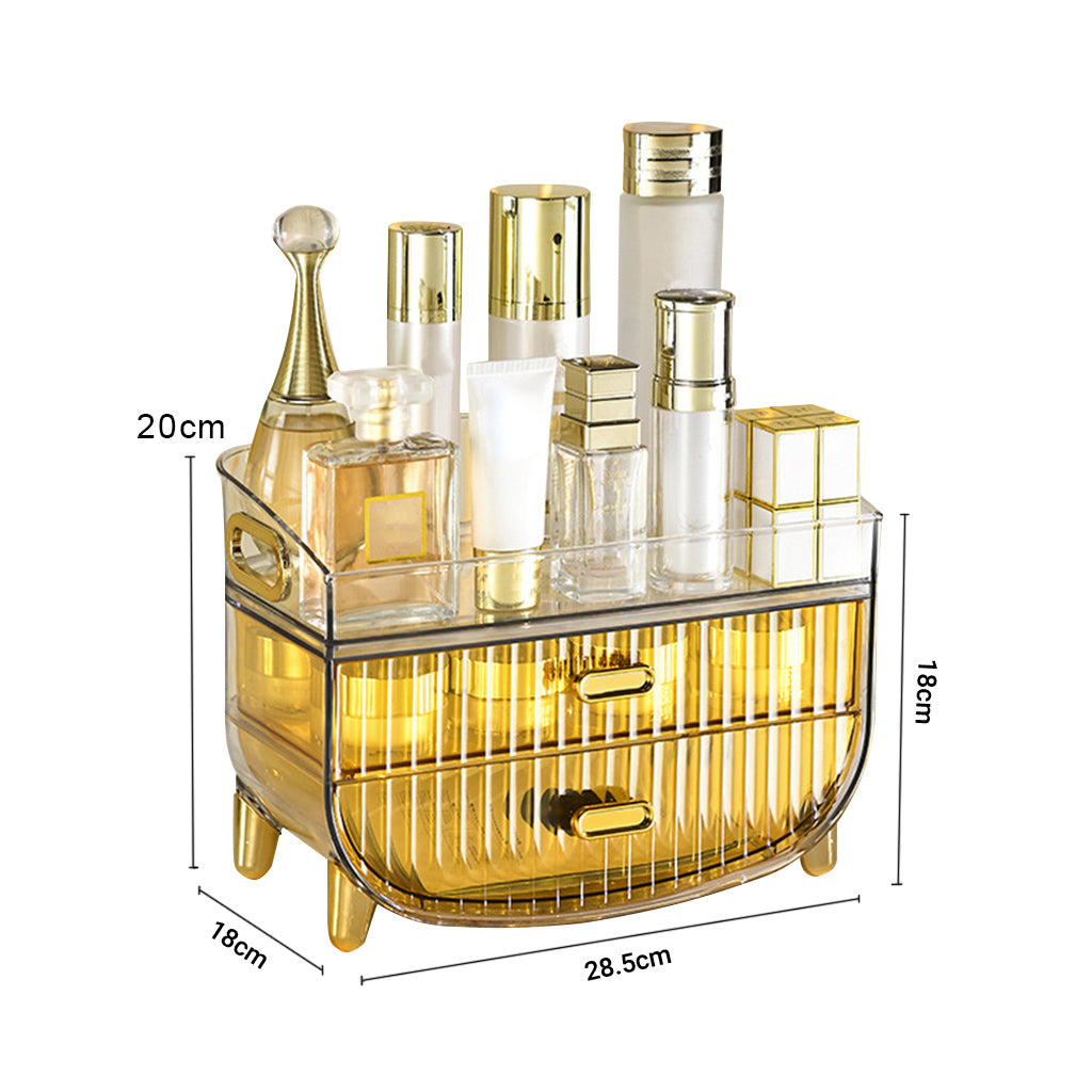 SOGA 3 Tier Golden Yellow Multifunctional Countertop Cosmetic Storage Makeup Skincare Holder Jewelry Cabinet Bathroom Desk Drawer Vanity Organiser - Cafe Supply
