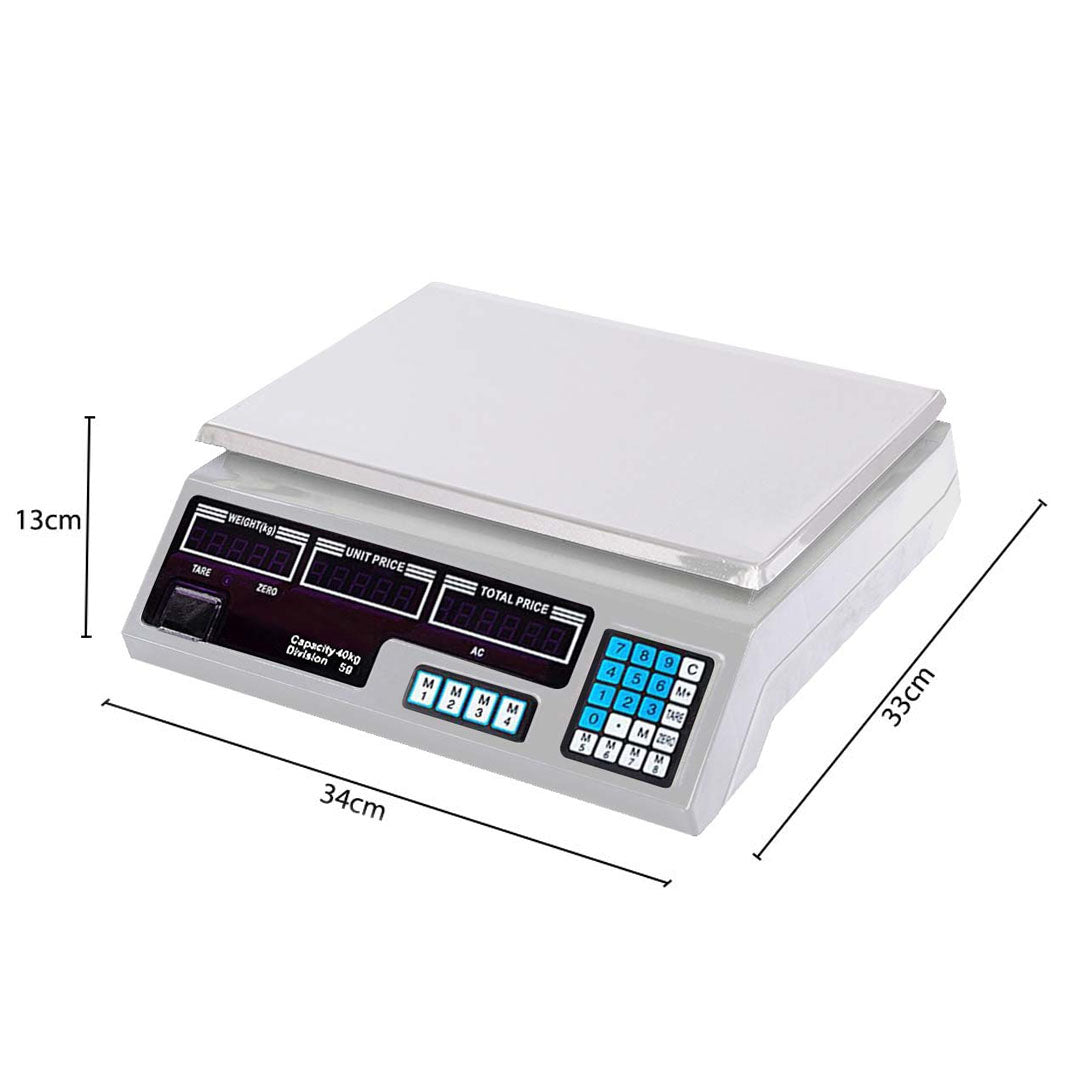 SOGA 2X 40kg Digital Commercial Kitchen Scales Shop Electronic Weight Scale Food White - Cafe Supply