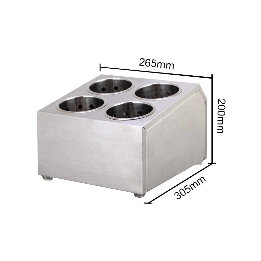 SOGA 18/10 Stainless Steel Commercial Conical Utensils Square Cutlery Holder with 4 Holes - Cafe Supply