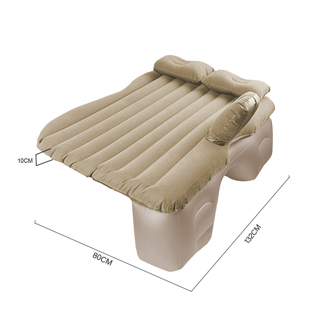 SOGA Beige Stripe Inflatable Car Mattress Portable Camping Rest Air Bed Travel Compact Sleeping Kit Essentials - Cafe Supply