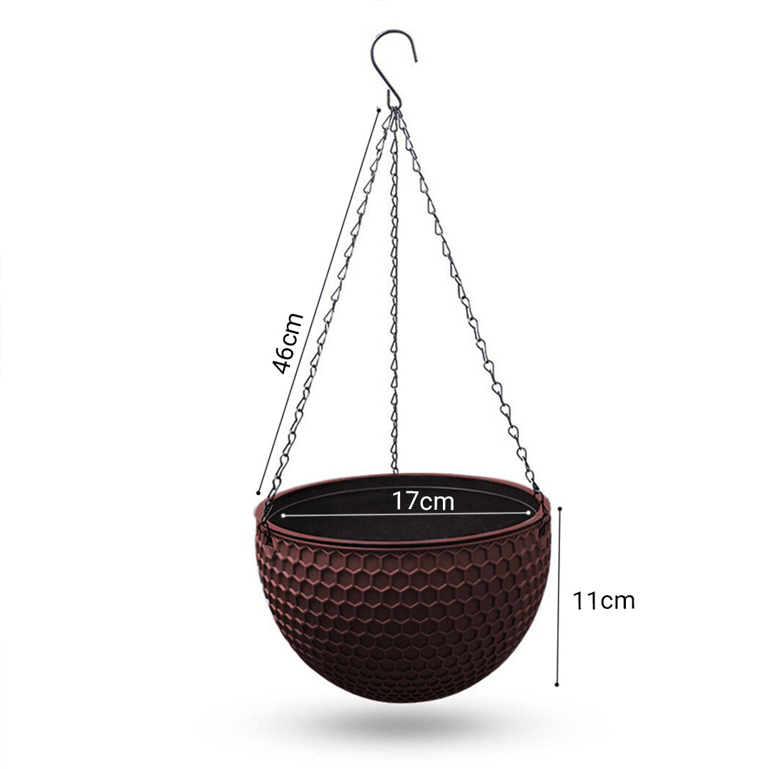 SOGA 2X Coffee Small Hanging Resin Flower Pot Self Watering Basket Planter Outdoor Garden Decor - Cafe Supply