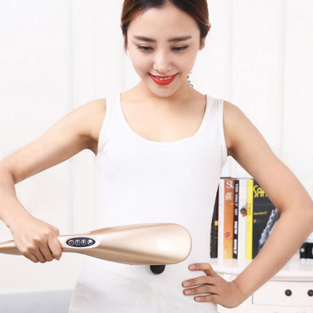 SOGA 6 Heads Portable Handheld Massager Soothing Stimulate Blood Flow Shoulder Gold - Cafe Supply