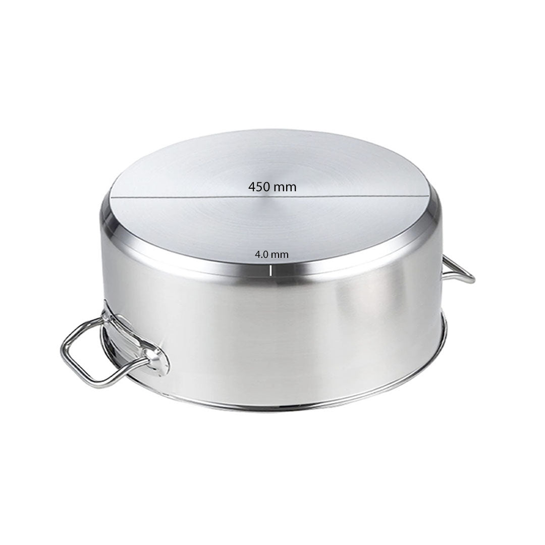 SOGA Stock Pot 44L Top Grade Thick Stainless Steel Stockpot 18/10 Without Lid - Cafe Supply
