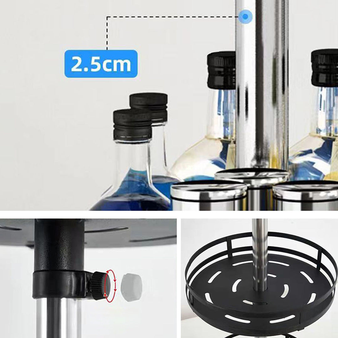 SOGA 2X 2 Tier Steel Black Round Rotating Multi-Function Kitchen Portable Storage Spice Seasoning Kitchen Countertop Organiser Shelf - Cafe Supply