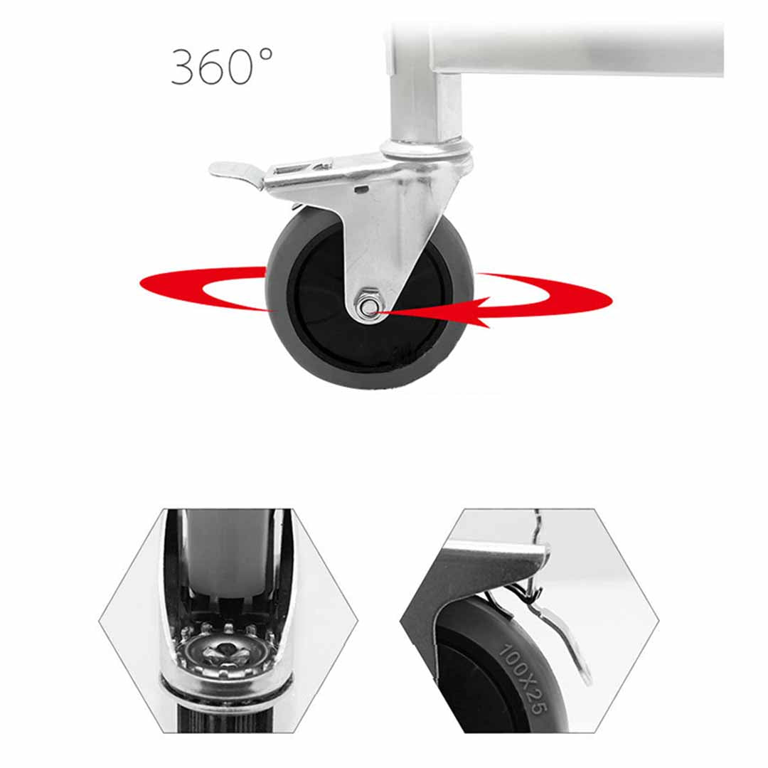 SOGA 2 Tier 85x45x90cm Stainless Steel Kitchen Dining Food Cart Trolley Utility Medium - Cafe Supply