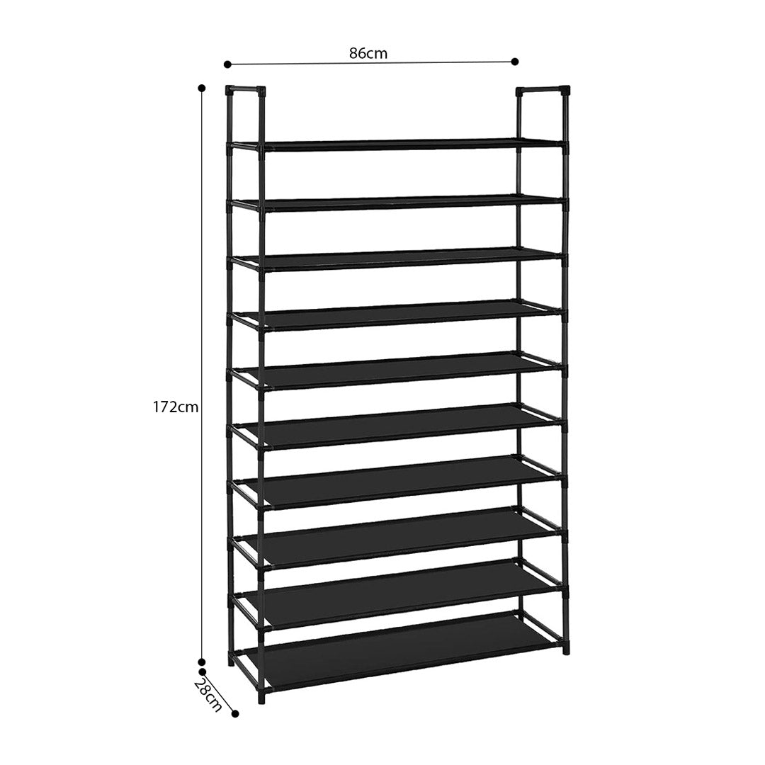 SOGA 2X 10 Tier Shoe Storage Shelf Space-Saving Caddy Rack Organiser with Handle - Cafe Supply