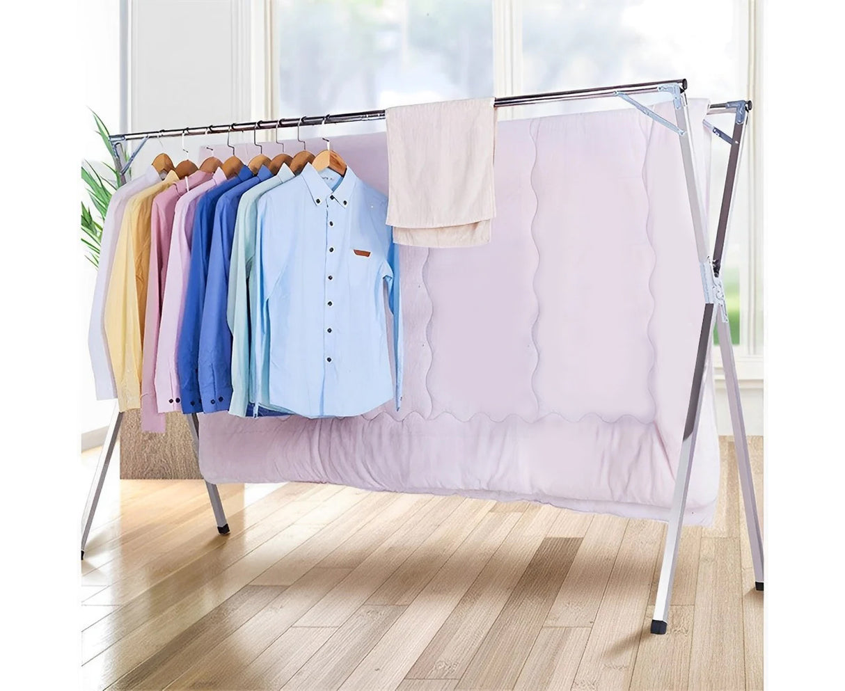 SOGA 1.6m Portable Standing Clothes Drying Rack Foldable Space-Saving Laundry Holder Indoor Outdoor - Cafe Supply