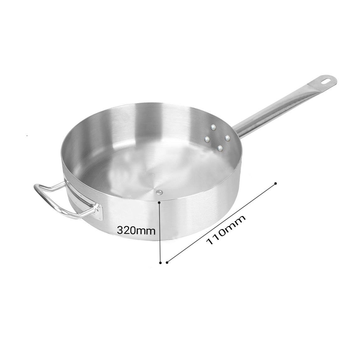 SOGA 2X 32cm Stainless Steel Saucepan Sauce pan with Glass Lid and Helper Handle Triple Ply Base Cookware - Cafe Supply