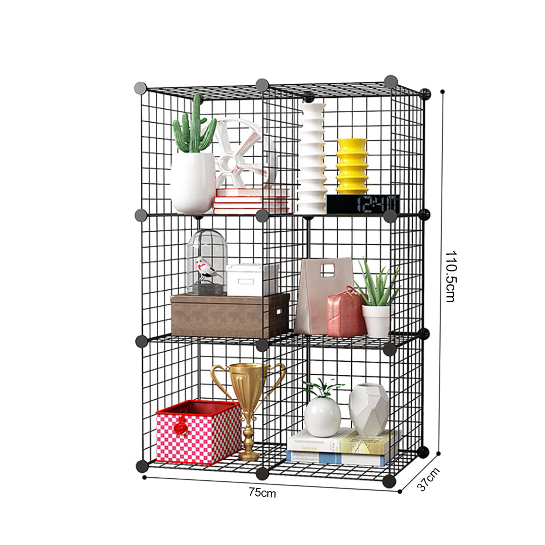 SOGA 2X Black Portable 6-Cube Storage Organiser Foldable DIY Modular Grid Space Saving Shelf - Cafe Supply