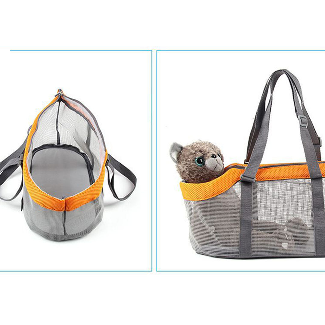 SOGA Grey Pet Carrier Bag Breathable Net Mesh Tote Pouch Dog Cat Travel Essentials - Cafe Supply