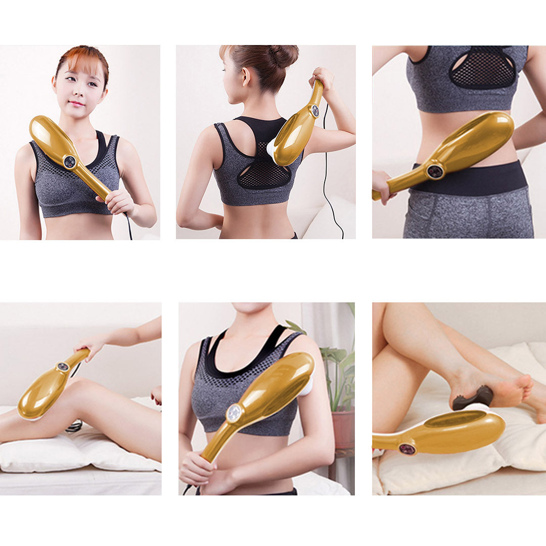 SOGA 2X 6 Heads Portable Handheld Massager Soothing Stimulate Blood Flow Shoulder Yellow - Cafe Supply
