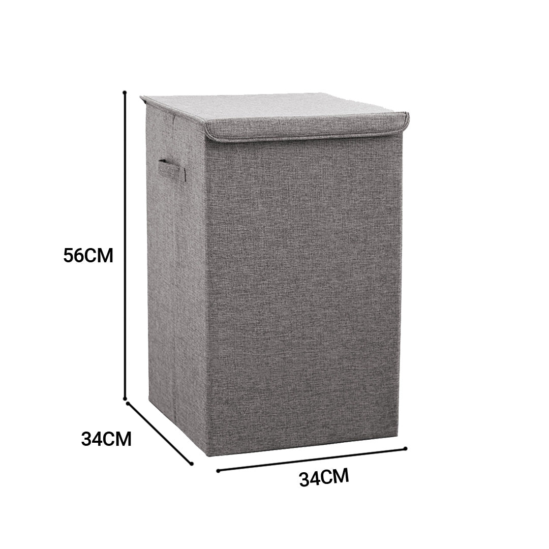 SOGA 2X Grey Medium Collapsible Laundry Hamper Storage Box Foldable Canvas Basket Home Organiser Decor - Cafe Supply