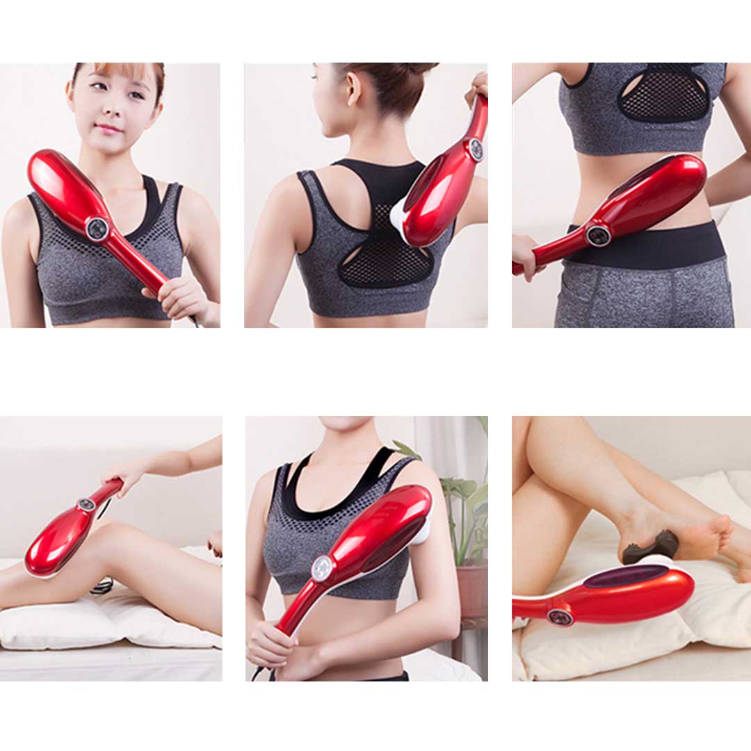 SOGA 6 Heads Portable Handheld Massager Soothing Stimulate Blood Flow Shoulder Red - Cafe Supply