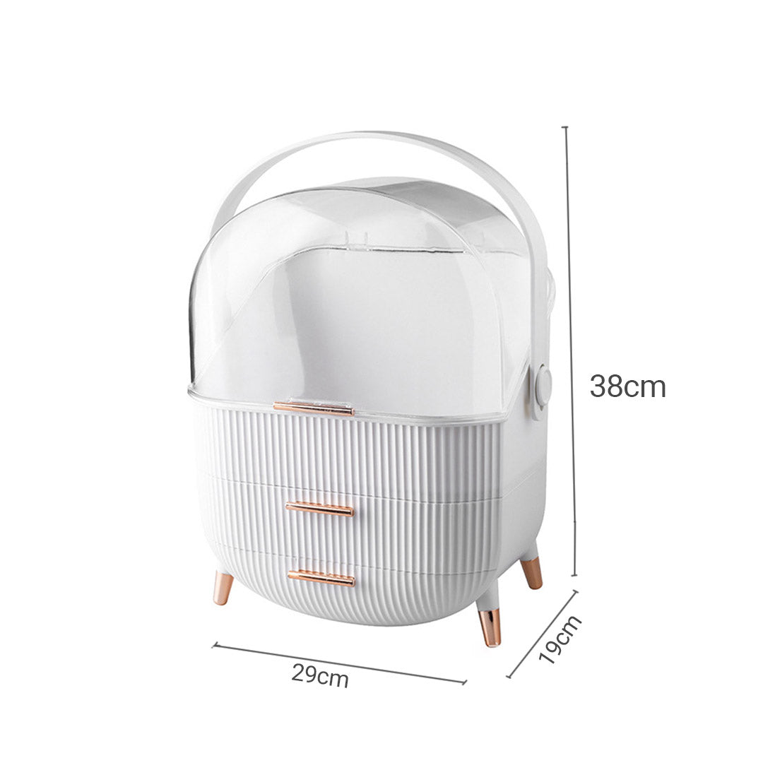 SOGA 29cm White Countertop Makeup Cosmetic Storage Organiser Skincare Holder Jewelry Storage Box with Handle - Cafe Supply