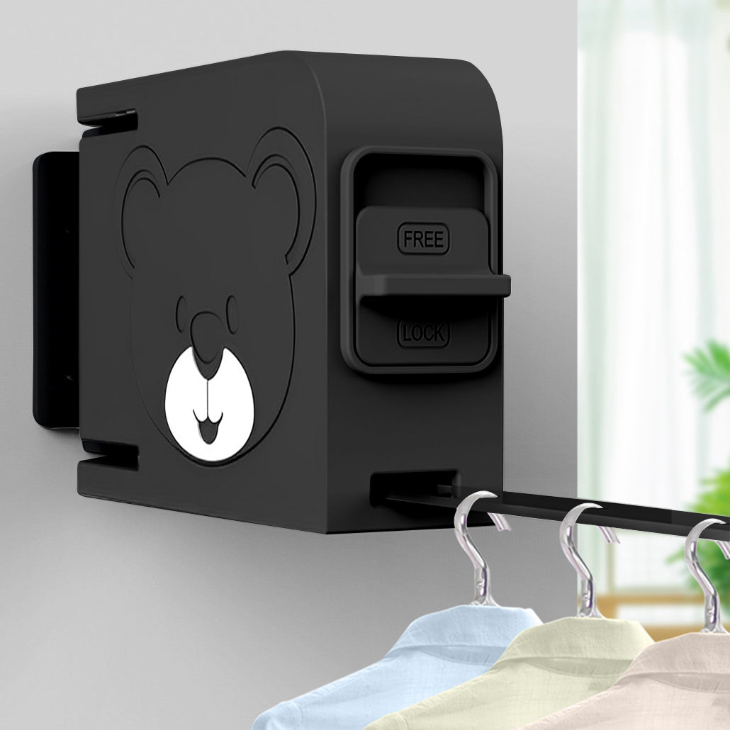 SOGA 2X 160mm Wall-Mounted Clothes Line Dry Rack Retractable Space-Saving Foldable Hanger Black - Cafe Supply