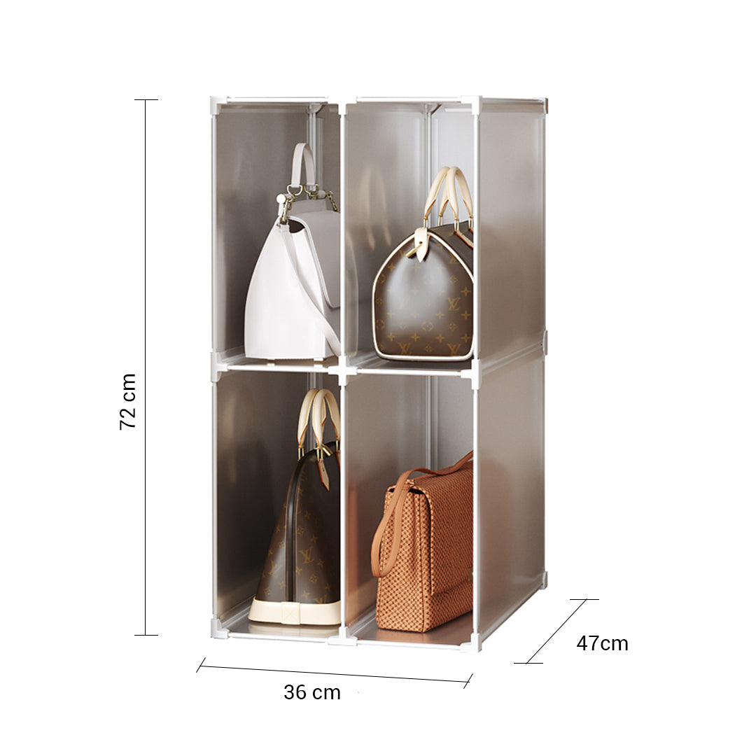 SOGA 2 Tier Multifunctional PP Plastic Bag Box Portable Cubby DIY Storage Shelves Stackable Handbag Purse Organiser - Cafe Supply