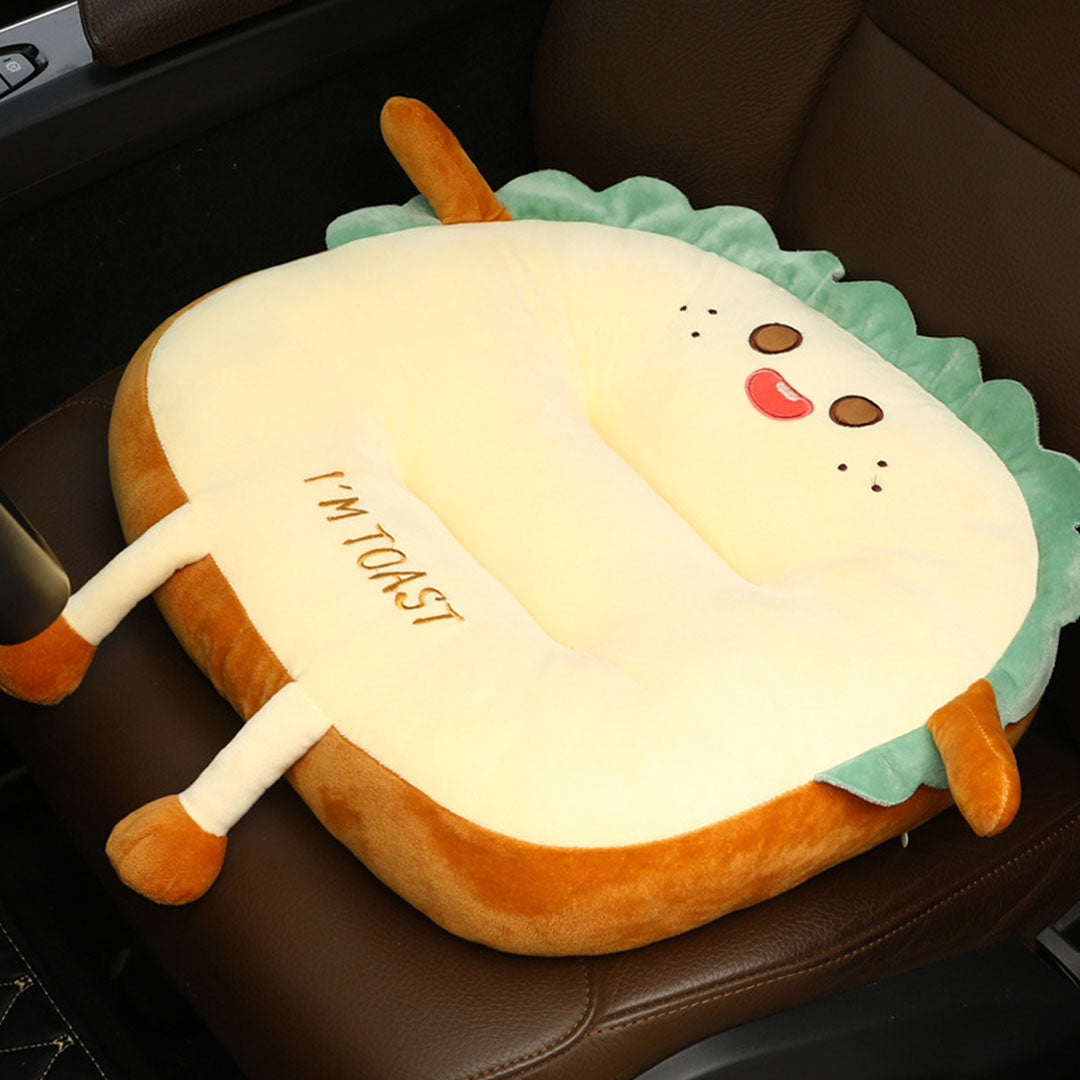 SOGA Cute Face Toast Bread Cushion Stuffed Car Seat Plush Cartoon Back Support Pillow Home Decor - Cafe Supply