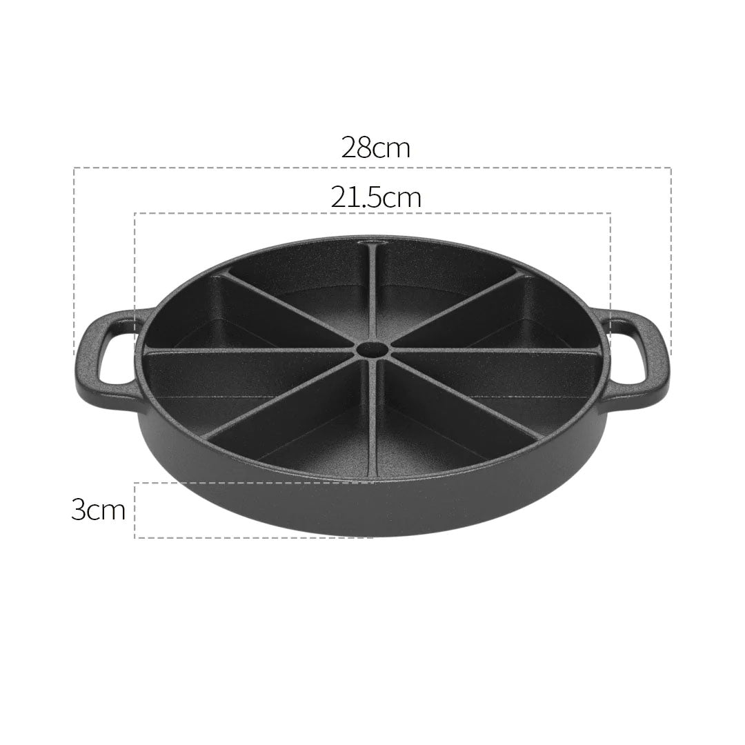 SOGA 21.5CM Round Cast Iron Baking Wedge Pan Cornbread Cake 8-Slice Baking Dish with Handle - Cafe Supply