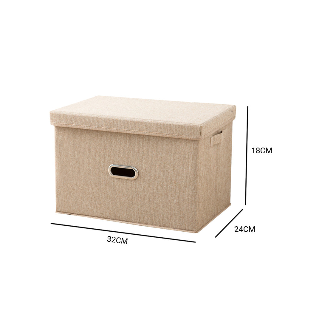 SOGA Beige Small Foldable Canvas Storage Box Cube Clothes Basket Organiser Home Decorative Box - Cafe Supply