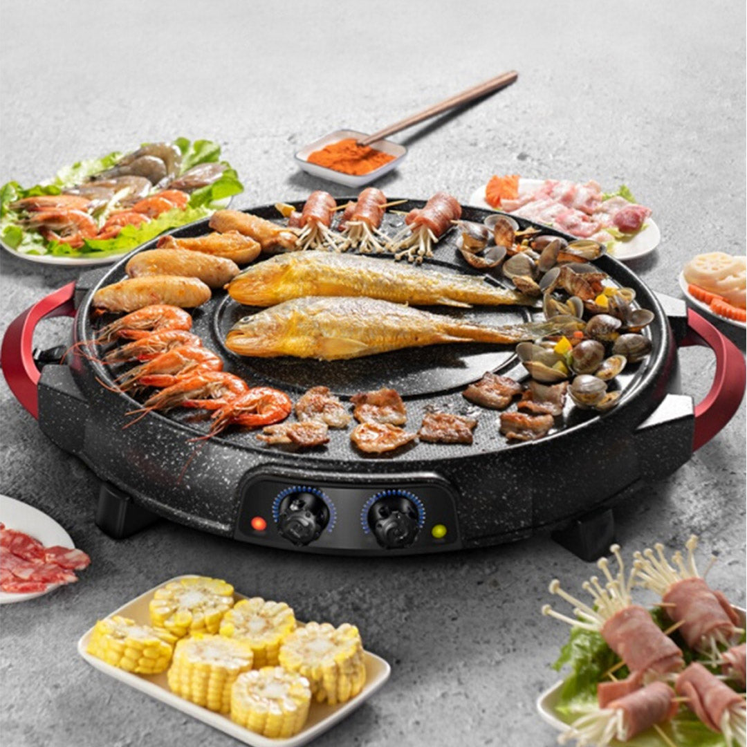 SOGA 2 in 1 Electric Stone Coated Teppanyaki Grill Plate Steamboat Hotpot - Cafe Supply