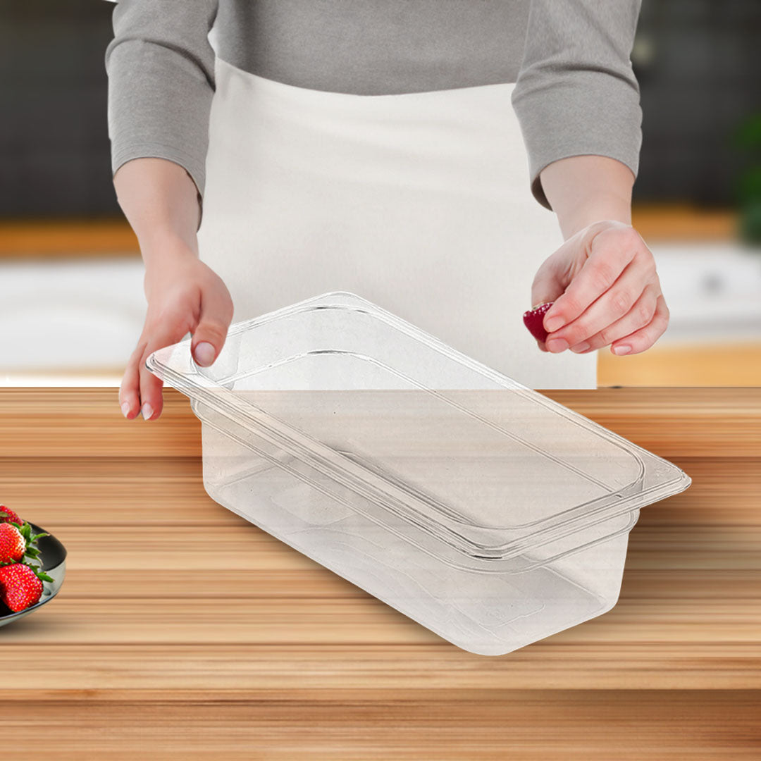 SOGA 100mm Clear Gastronorm GN Pan 1/3 Food Tray Storage Bundle of 6 - Cafe Supply