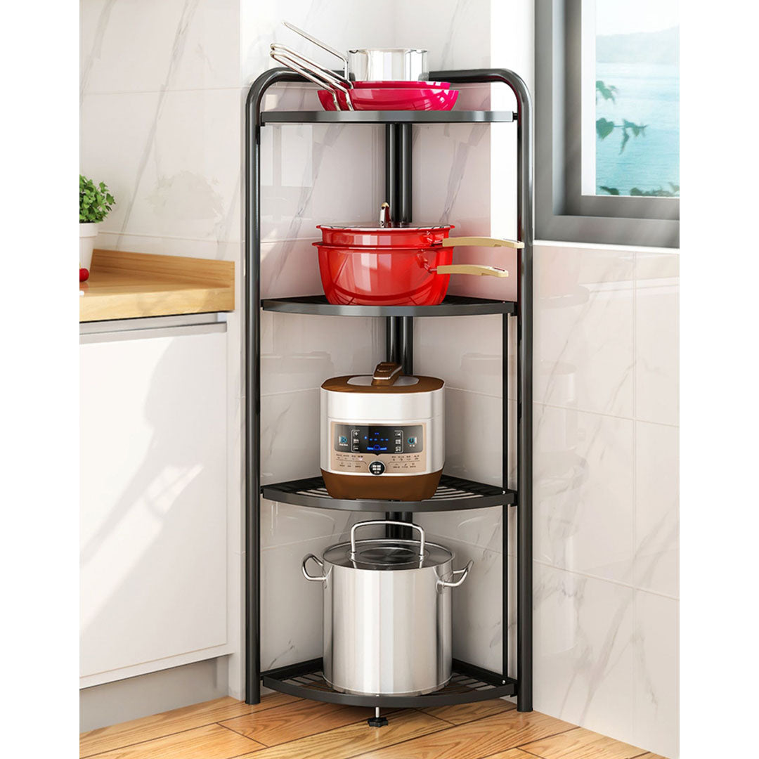 SOGA 4 Tier Steel Triangular Corner Stand Multi-Functional Shelves Portable Storage Organizer - Cafe Supply