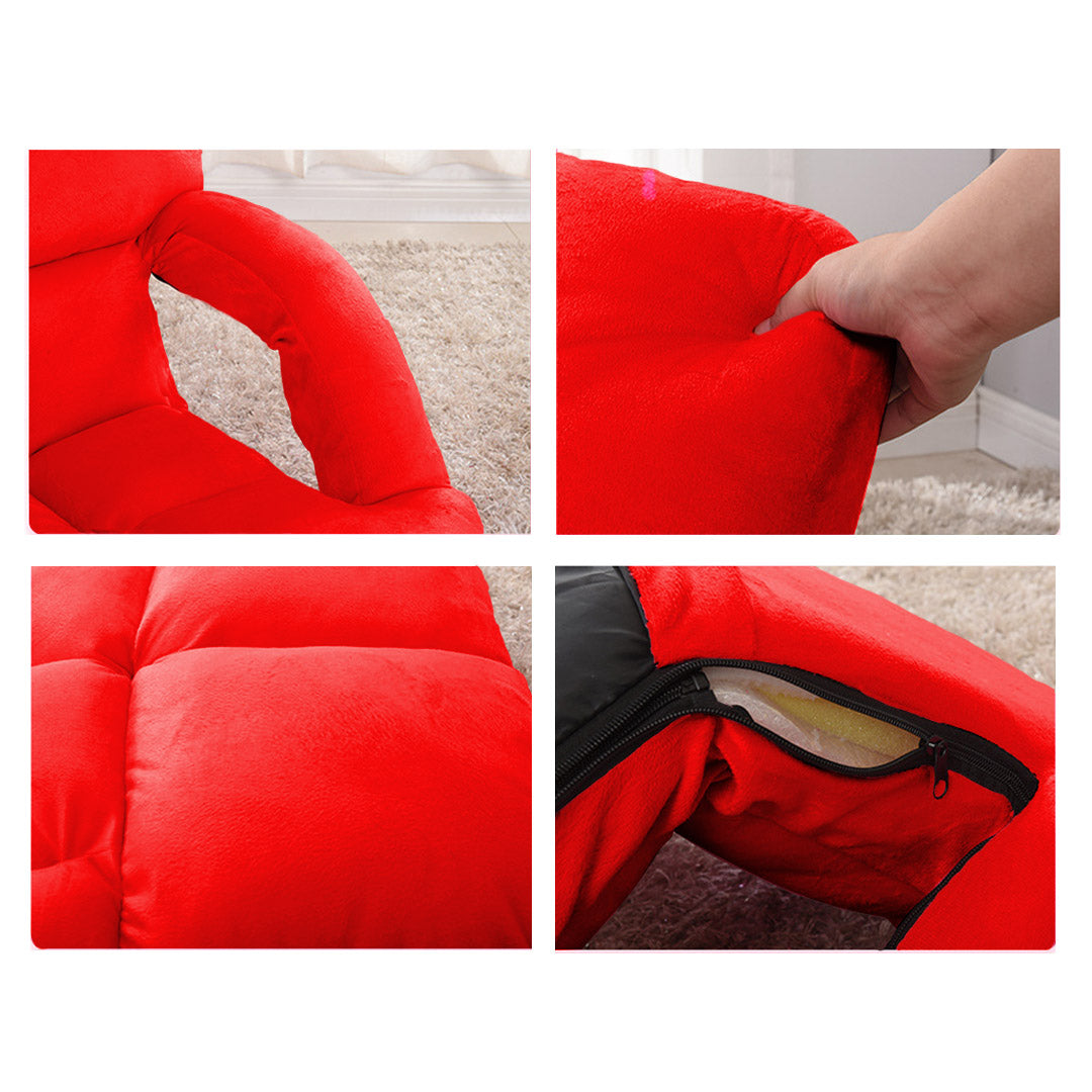 SOGA Foldable Lounge Cushion Adjustable Floor Lazy Recliner Chair with Armrest Red - Cafe Supply