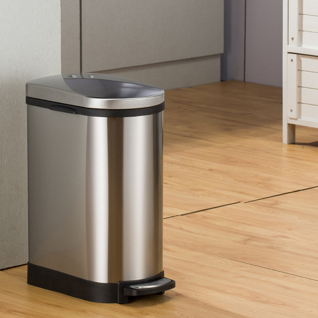 SOGA 2X Foot Pedal Stainless Steel Rubbish Recycling Garbage Waste Trash Bin 10L U - Cafe Supply