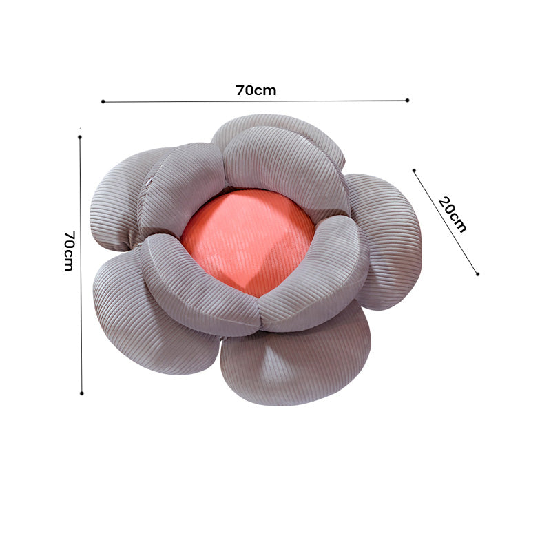 SOGA Grey Double Flower Shape Cushion Soft Bedside Floor Plush Pillow Home Decor - Cafe Supply