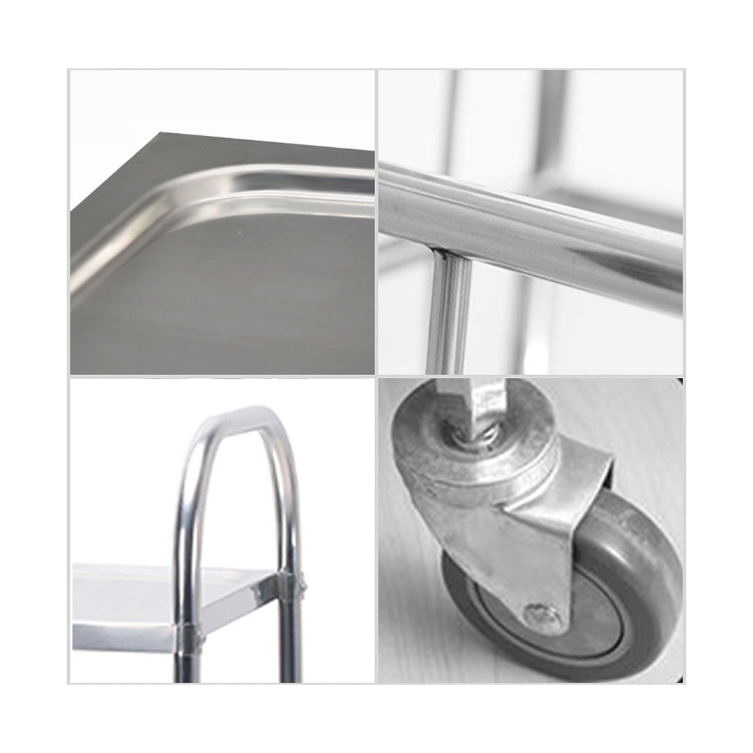 SOGA 2X 3 Tier 85x45x90cm Stainless Steel Kitchen Dinning Food Cart Trolley Utility Size Medium - Cafe Supply