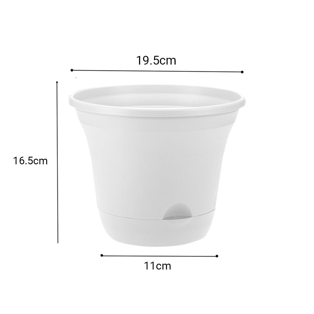 SOGA 19.5 cm White Plastic Plant Pot Self Watering Planter Flower Bonsai Indoor Outdoor Garden Decor Set of 2 - Cafe Supply