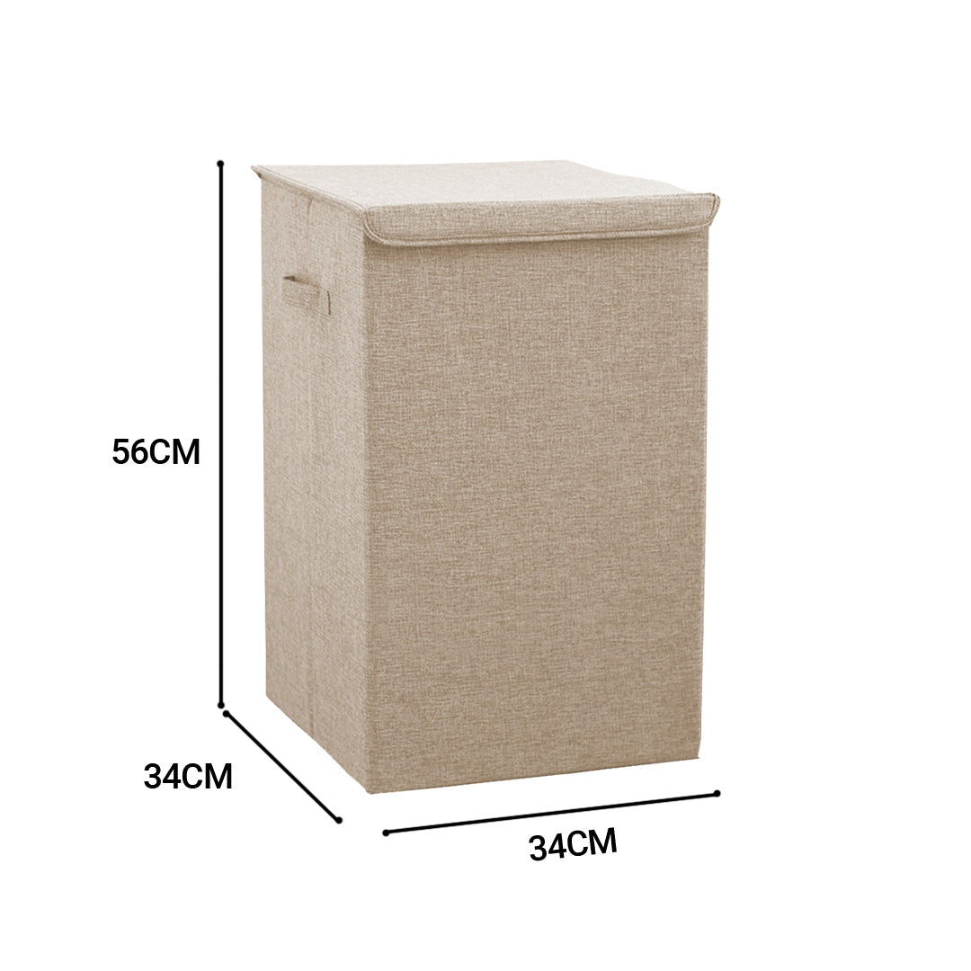 SOGA 2X Beige Medium Collapsible Laundry Hamper Storage Box Foldable Canvas Basket Home Organiser Decor - Cafe Supply