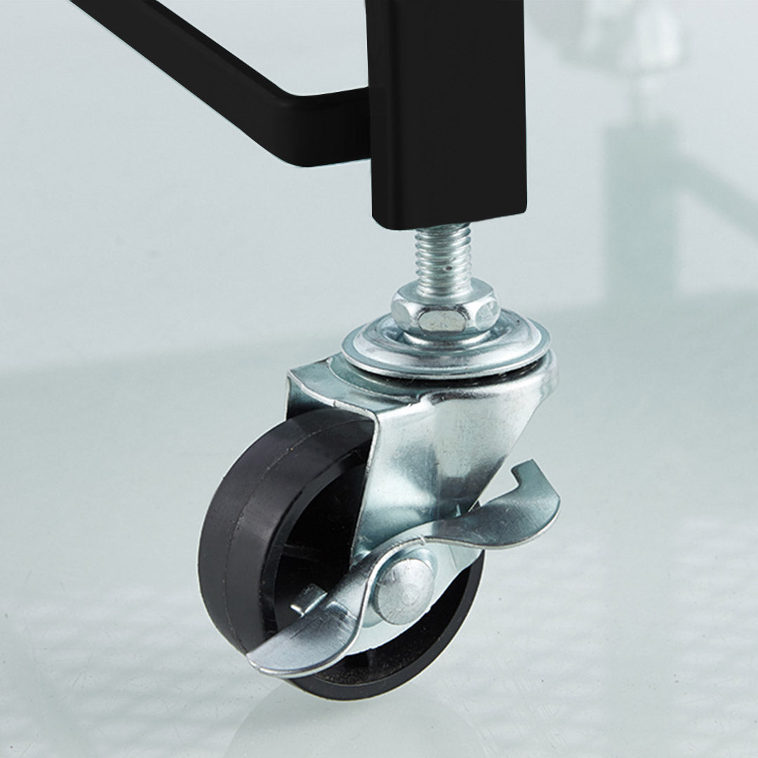 SOGA 2X 3 Tier Steel Black Foldable Kitchen Cart Multi-Functional Shelves Portable Storage Organizer with Wheels - Cafe Supply