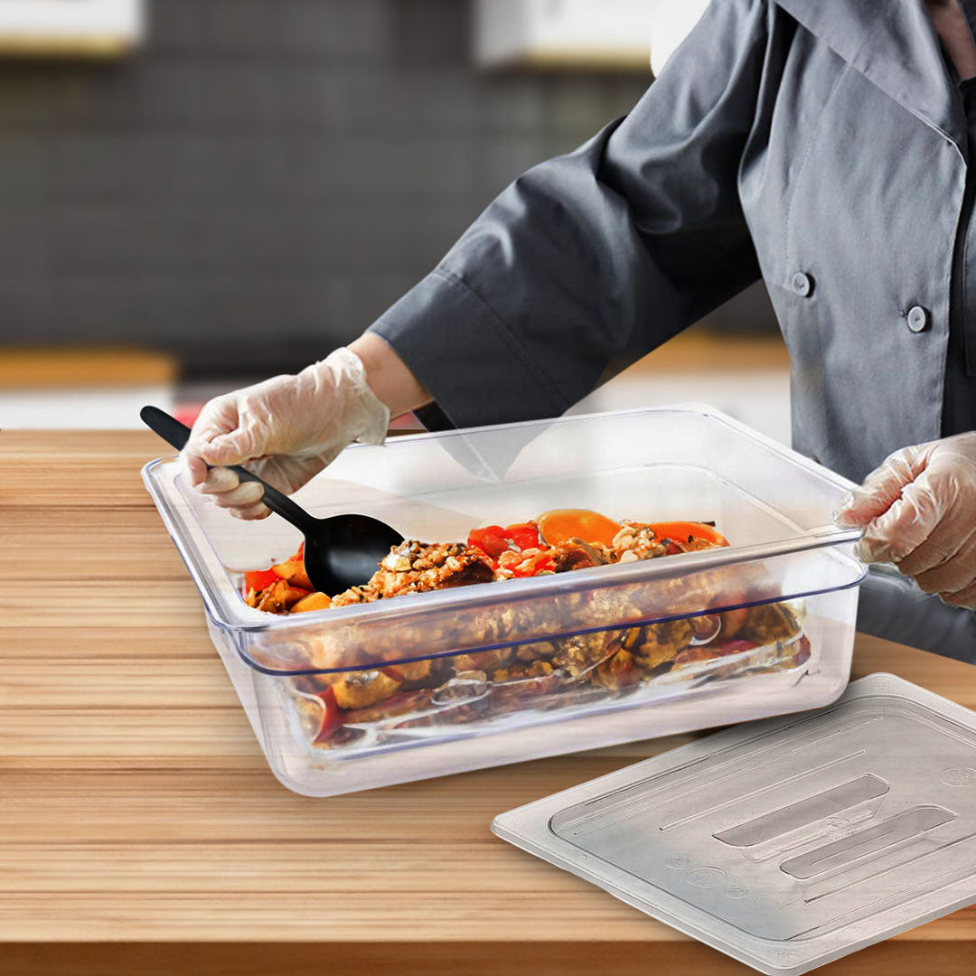 SOGA 150mm Clear Gastronorm GN Pan 1/2 Food Tray Storage with Lid - Cafe Supply