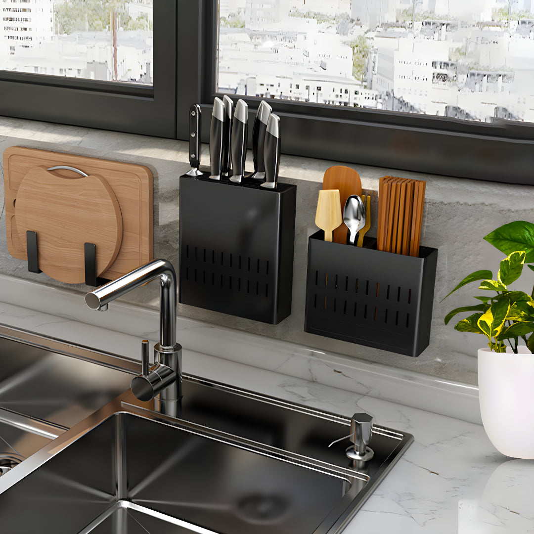 SOGA 2X Wall Mounted Kitchen Knife Storage Rack Space-Saving Organiser - Cafe Supply