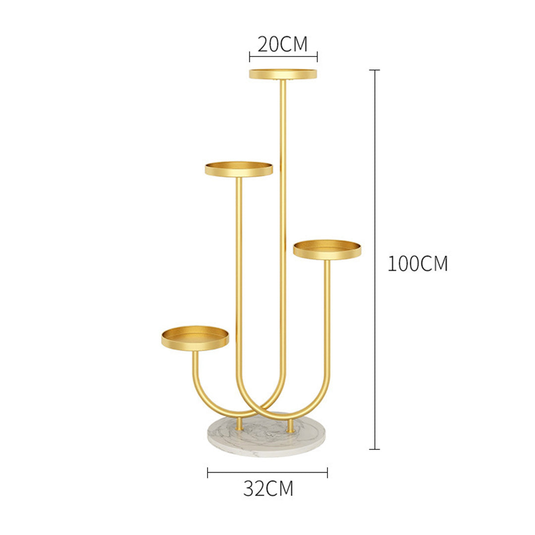 SOGA 2X U Shaped Plant Stand Round Flower Pot Tray Living Room Balcony Display Gold Metal Decorative Shelf - Cafe Supply