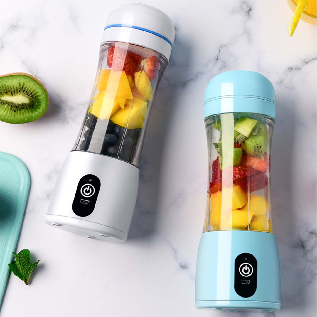 SOGA 2X 380ml Portable Mini USB Rechargeable Handheld Fruit Mixer Juicer Blue - Cafe Supply