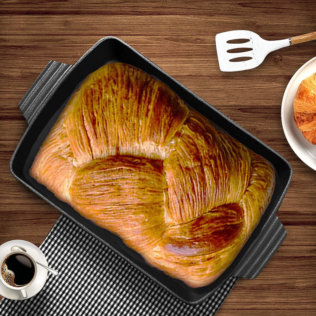 SOGA 33cm Cast Iron Rectangle Bread Cake Baking Dish Lasagna Roasting Pan - Cafe Supply