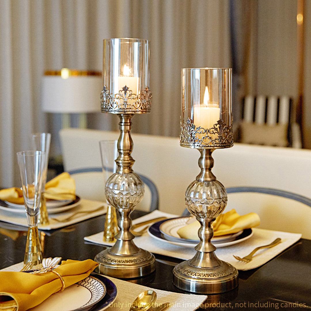 SOGA 42cm Glass Candle Holder Candle Stand Glass/Metal - Cafe Supply