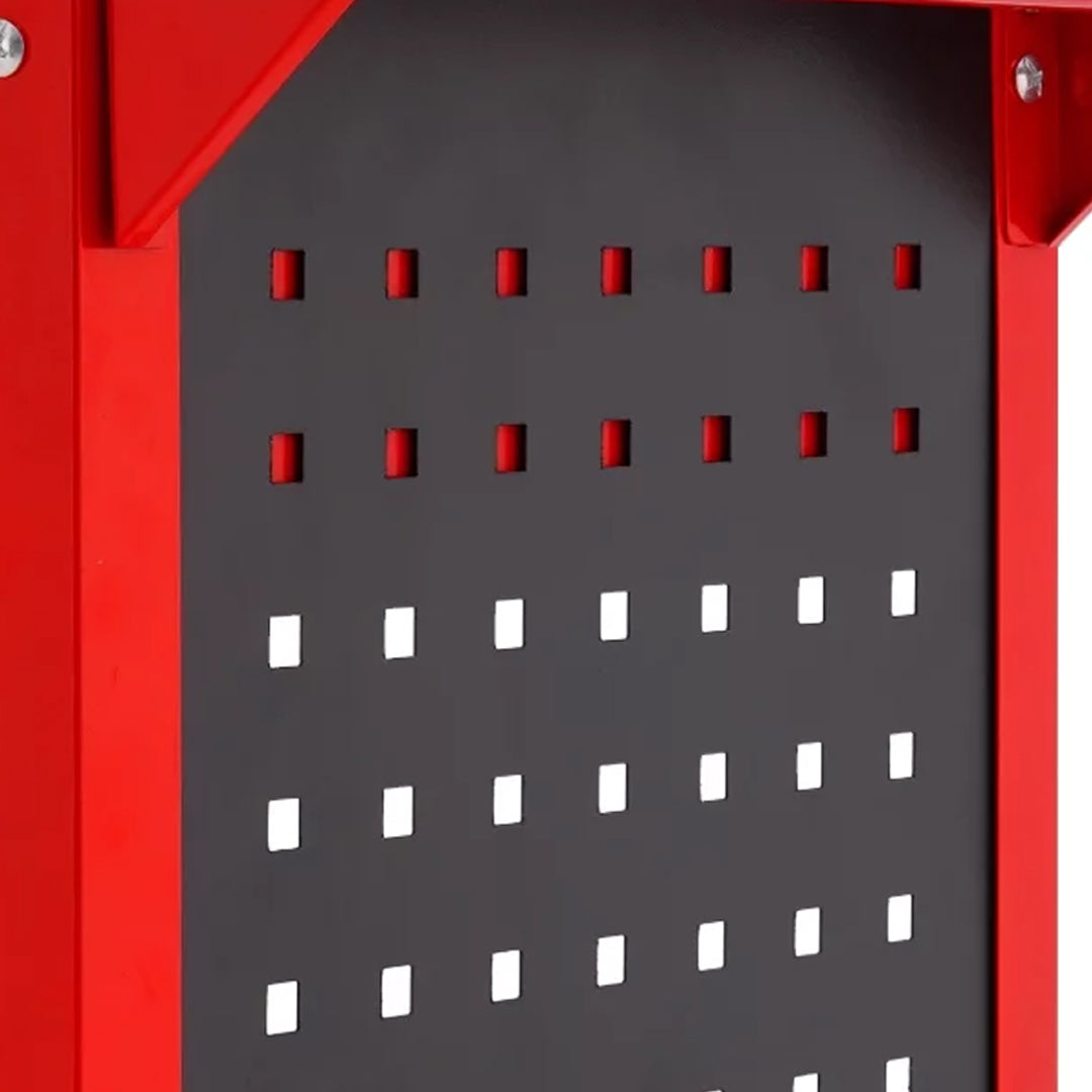 SOGA 3 Tier Tool Storage Cart Portable Service Utility Heavy Duty Mobile Trolley with Drawer and Hooks Red - Cafe Supply