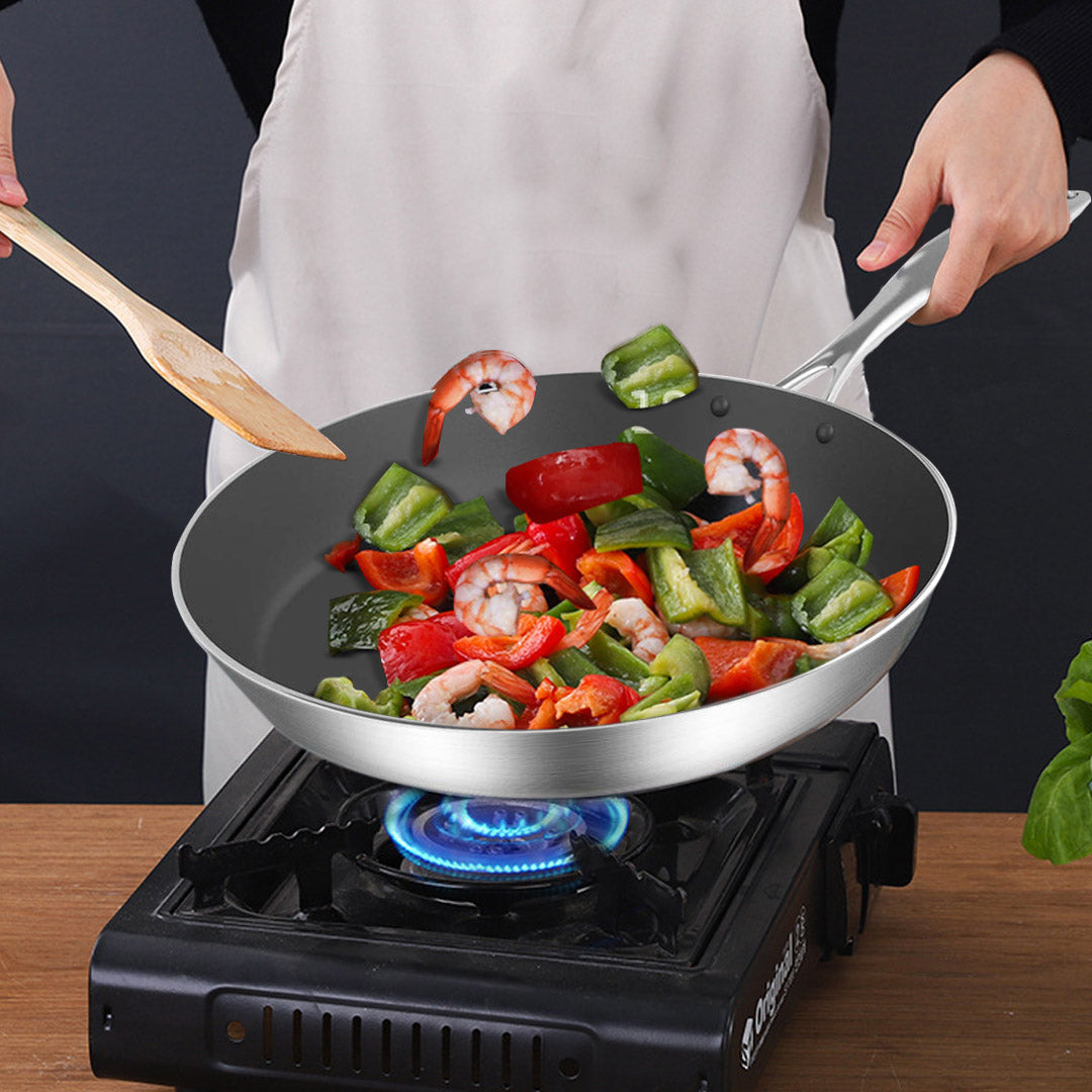 SOGA Stainless Steel Fry Pan 28cm Frying Pan Induction FryPan Non Stick Interior - Cafe Supply