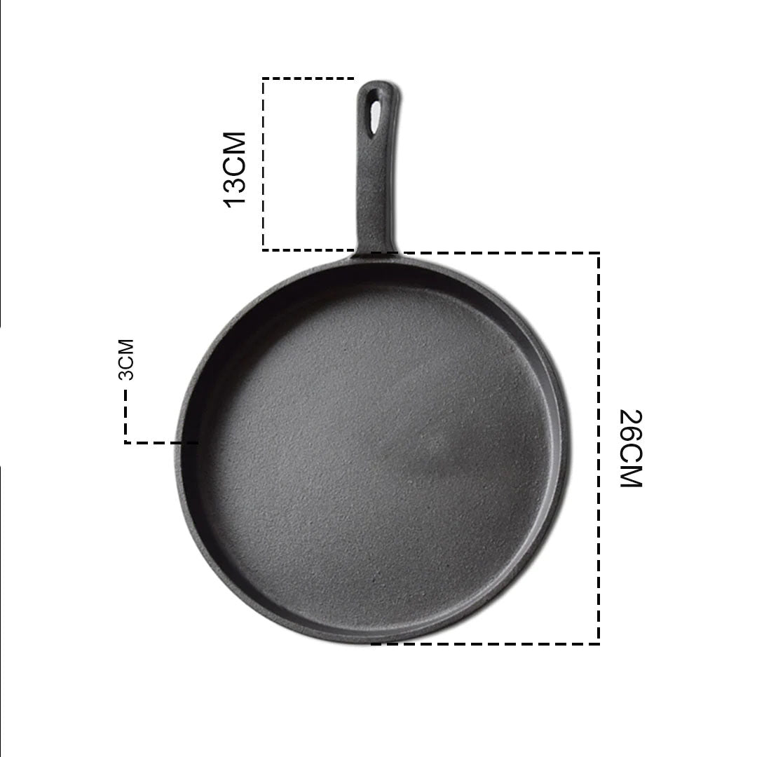 SOGA 26cm Round Cast Iron Frying Pan Skillet Griddle Sizzle Platter - Cafe Supply