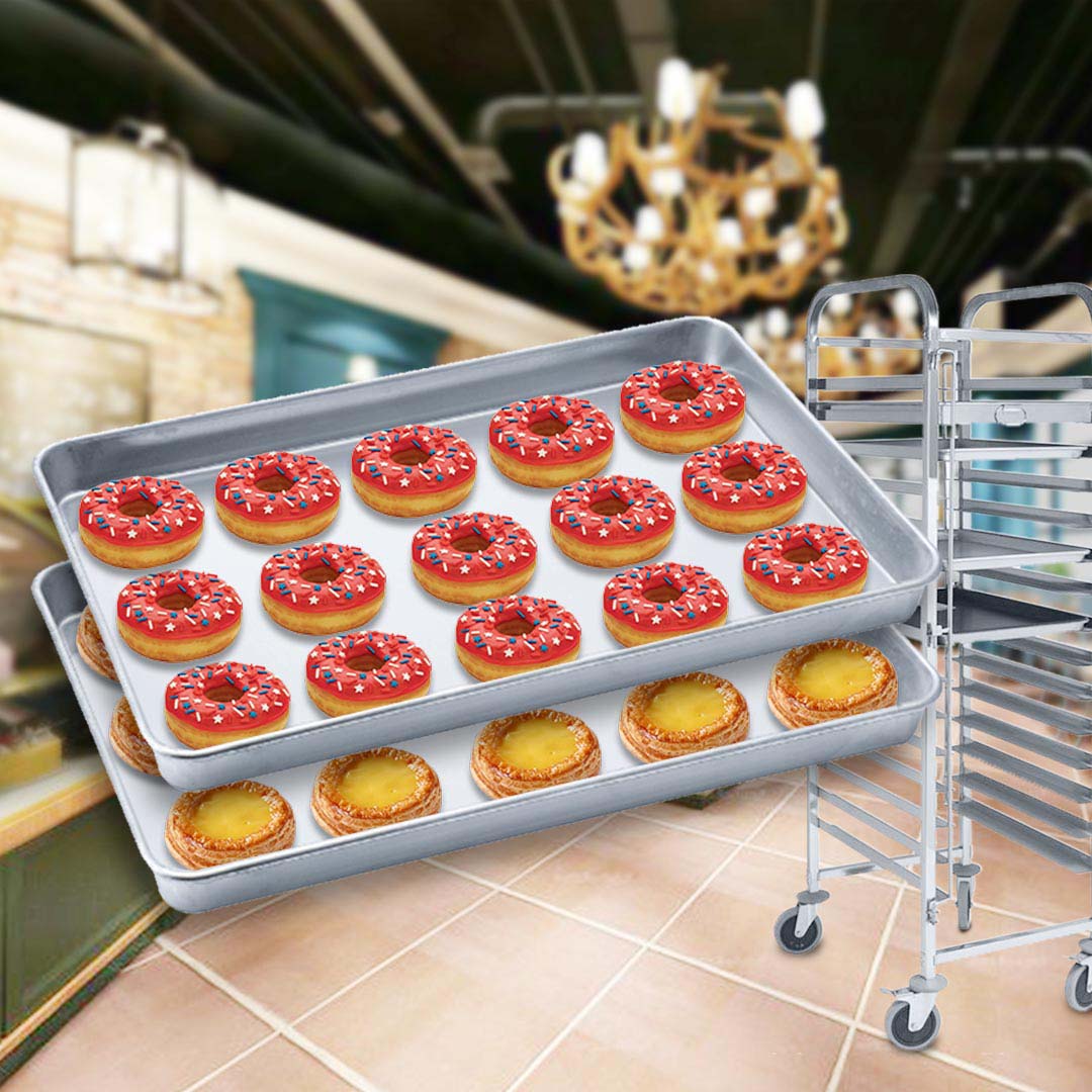 SOGA 2X Aluminium Oven Baking Pan Cooking Tray for Baker Gastronorm 60*40*5cm - Cafe Supply