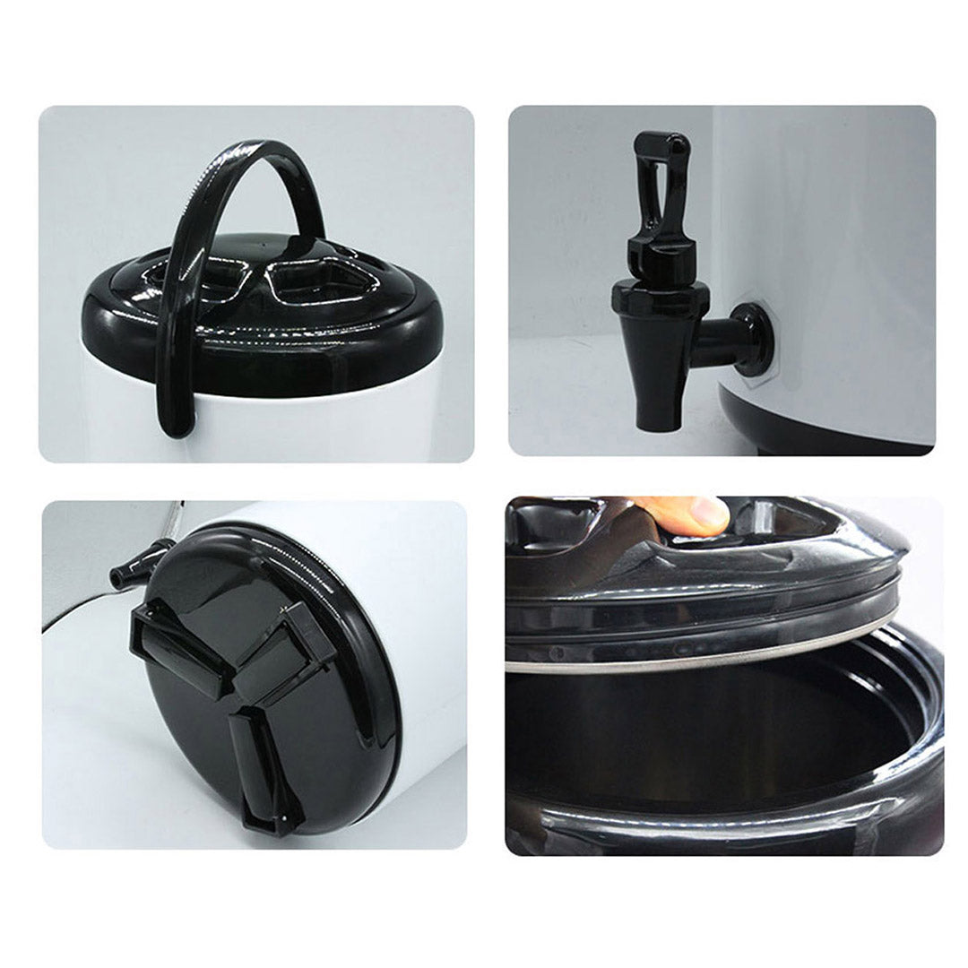 SOGA 2X 18L Stainless Steel Insulated Milk Tea Barrel Hot and Cold Beverage Dispenser Container with Faucet White - Cafe Supply