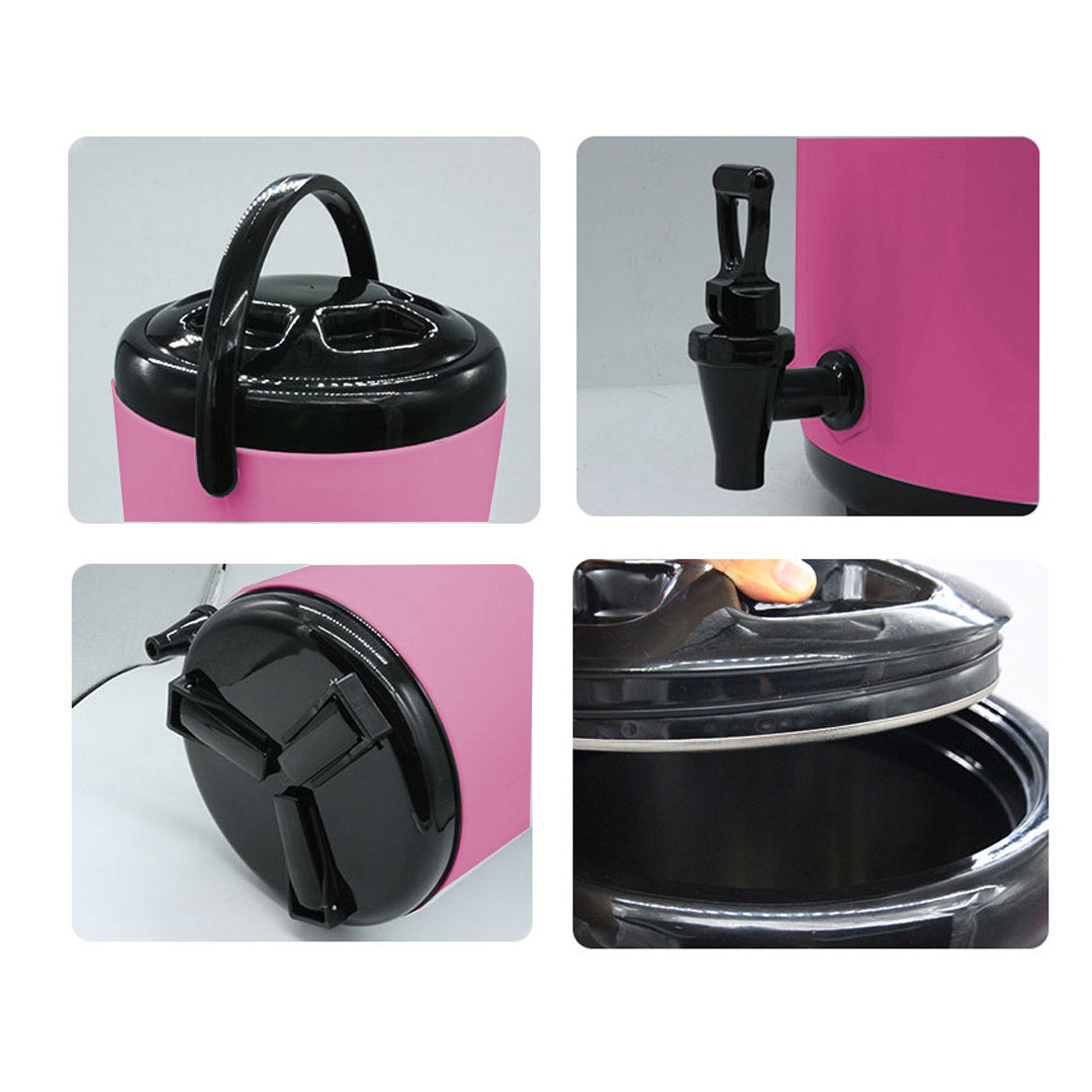 SOGA 12L Stainless Steel Insulated Milk Tea Barrel Hot and Cold Beverage Dispenser Container with Faucet Pink - Cafe Supply